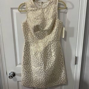 NWT Shoshanna metallic gold and white dress.